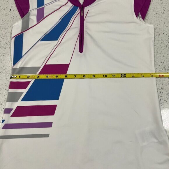 ADIDAS Climacool Stretch Women's Golf Polo Shirt Size Small Purple Blue White - Picture 10 of 15